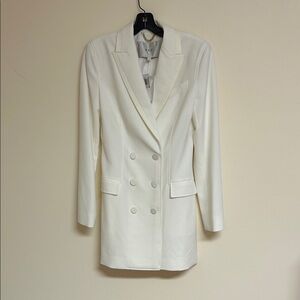 Elegant White Double-Breasted Women's Blazer Dress